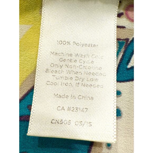 Talbots 1X Watercolor LS Tab Sleeve Paisley Button Up Blouse Shirt Top Plus - Picture 4 of 7